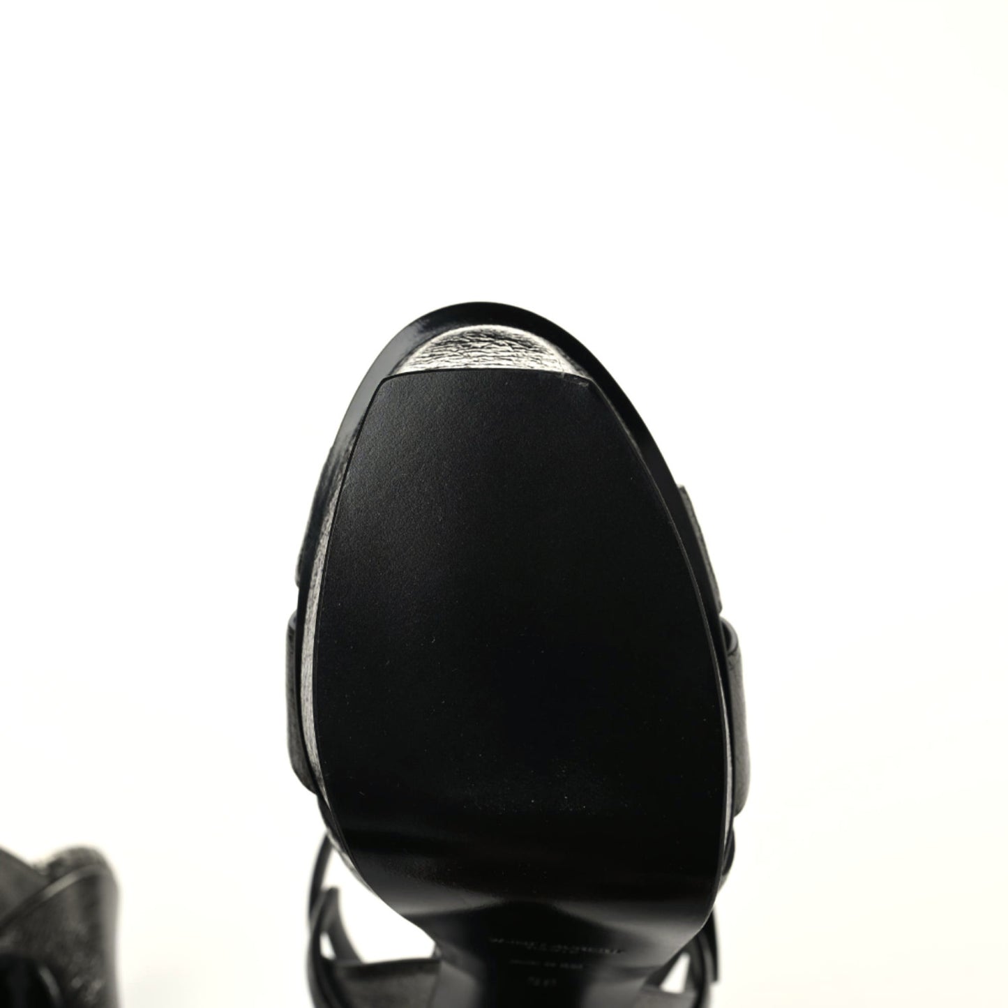 Metallic Supercrack Calfskin Tribute 105 Platform Sandals 39 Gunmetal