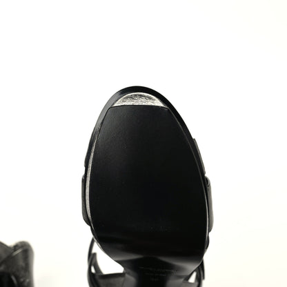 Saint Laurent Metallic Supercrack Calfskin Tribute 105 Platform Sandals 39 Gunmetal 8 of 10
