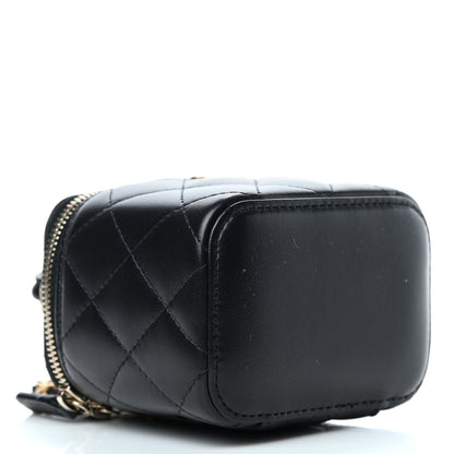 Chanel Lambskin Quilted Top Handle Mini Vanity Case With Chain Black 3 of 4