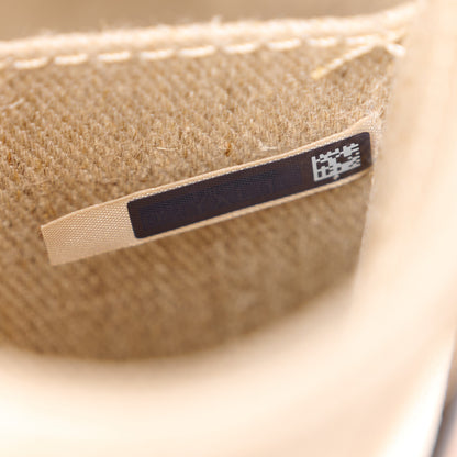Chloe Linen Calfskin Small Woody Ribbon Tote With Strap White Brown 8 of 12