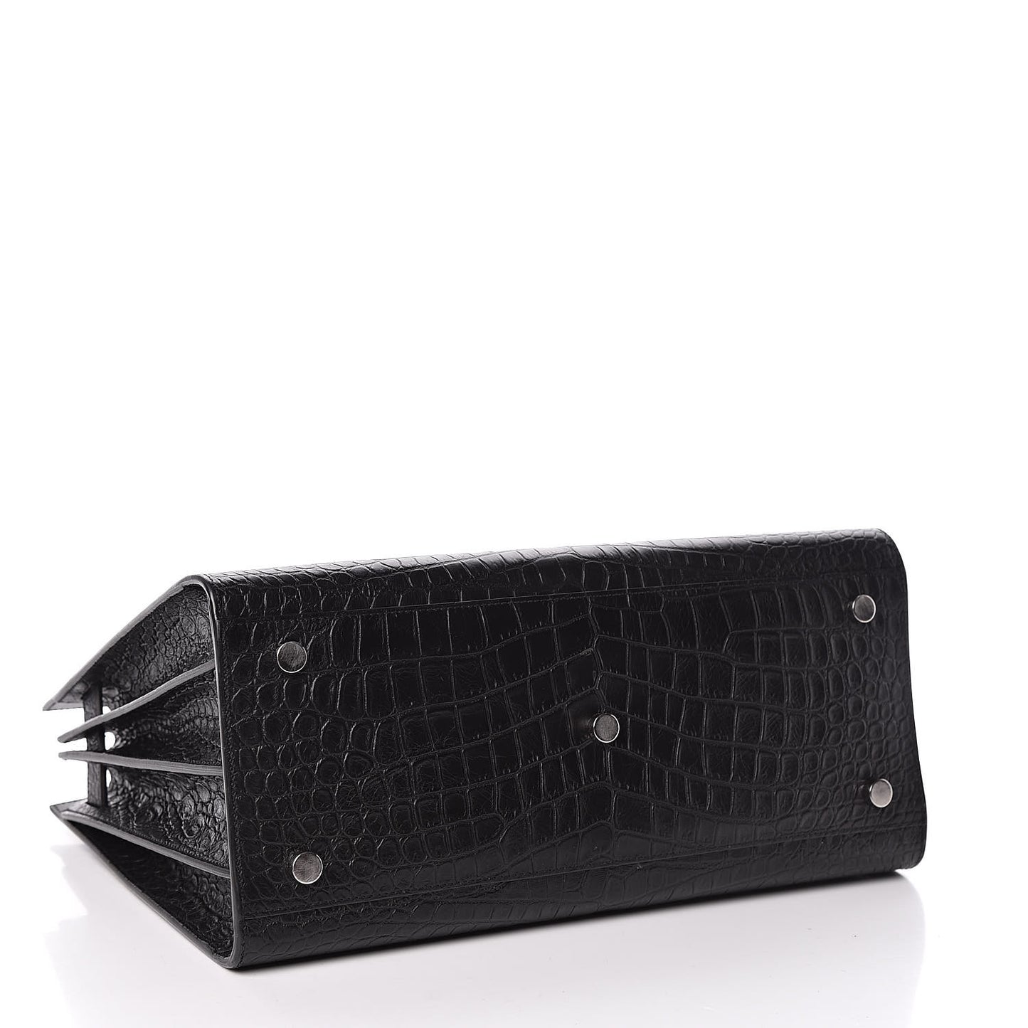 Calfskin Crocodile Embossed Small Sac de Jour Black