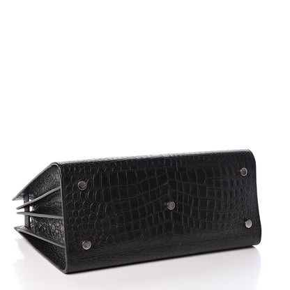 Saint Laurent Calfskin Crocodile Embossed Small Sac de Jour Black 4 of 12