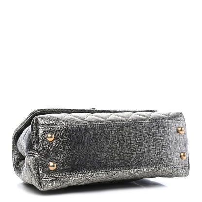 Chanel Metallic Caviar Quilted Mini Coco Handle Flap Silver 4 of 9
