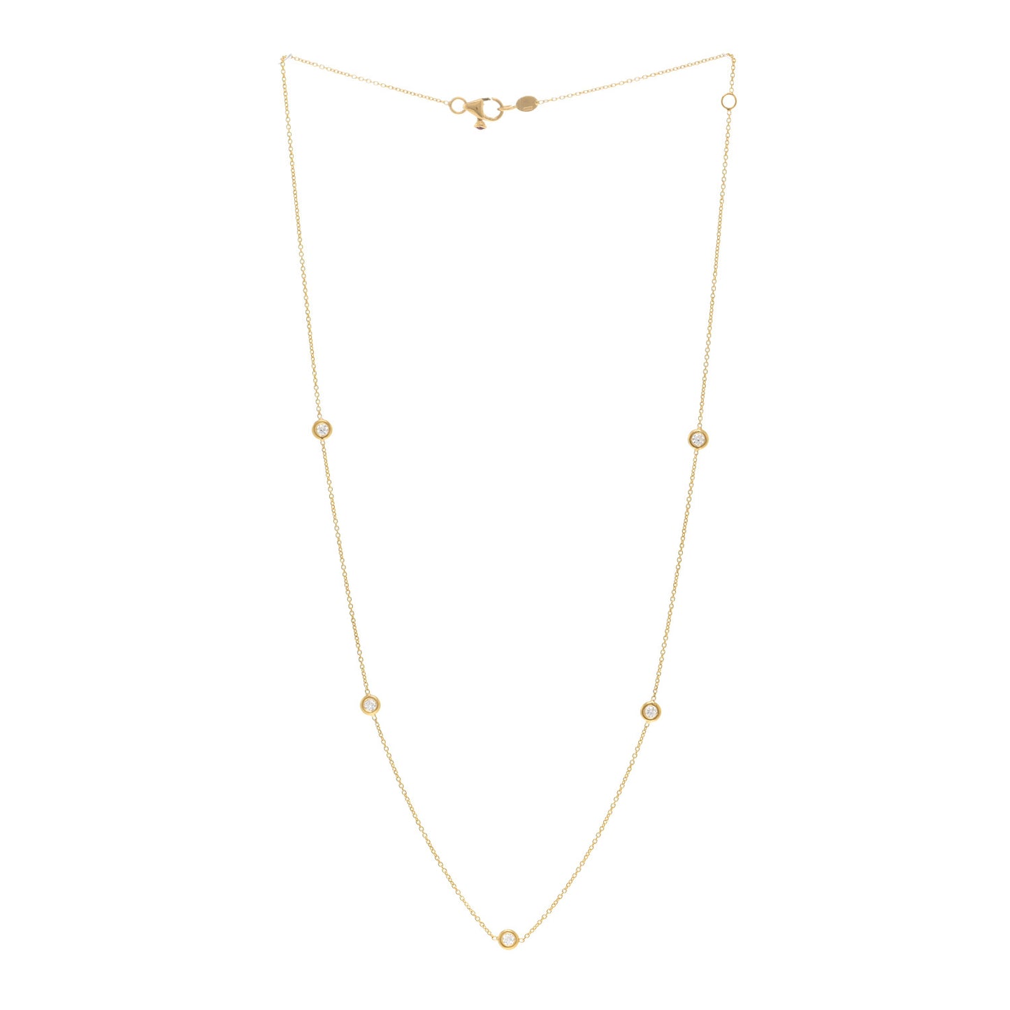 18K Yellow Gold Diamond .25ct Diamonds By The Inch Five Station Necklace
