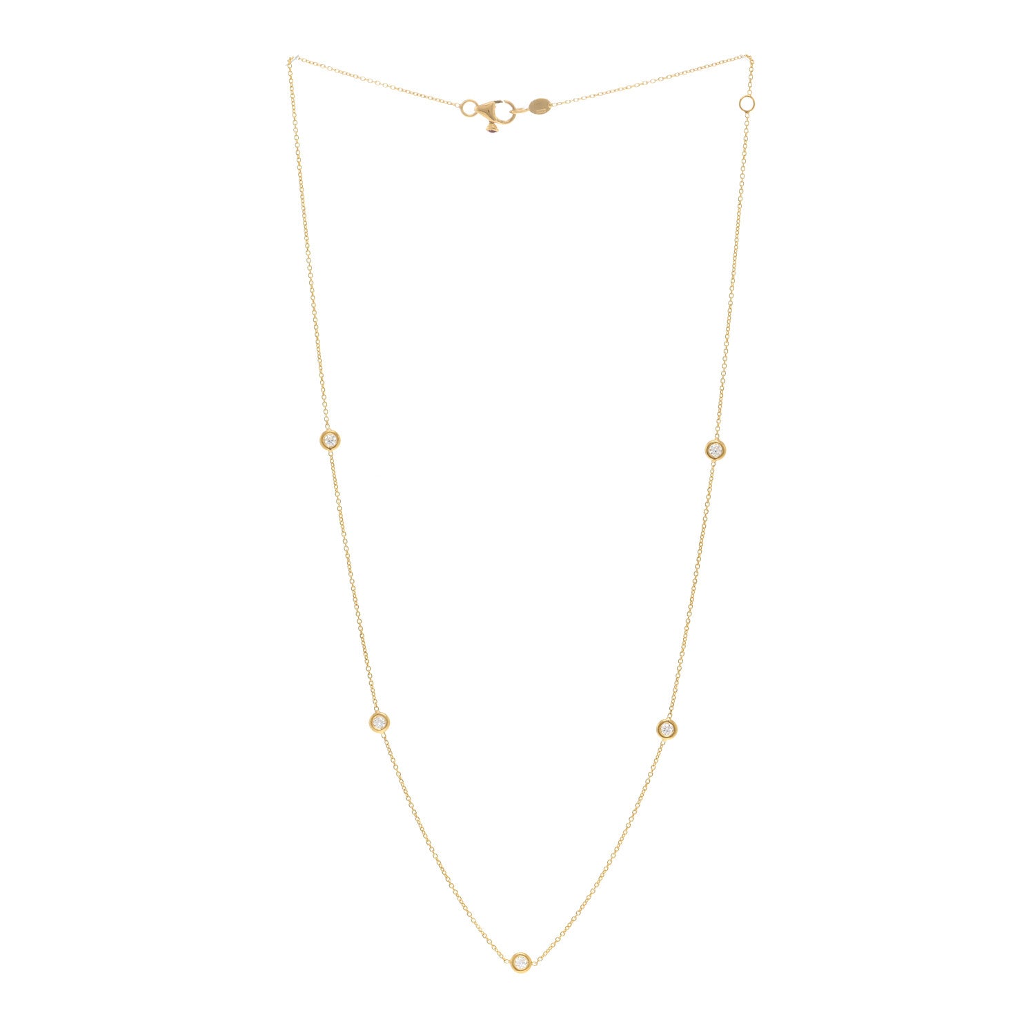 Roberto Coin 18K Yellow Gold Diamond .25ct Diamonds By The Inch Five Station Necklace 3 of 4