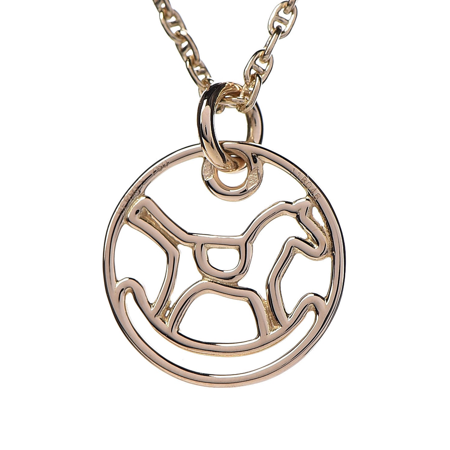 18K Yellow Gold Dada Baby Rocking Horse Pendant Necklace