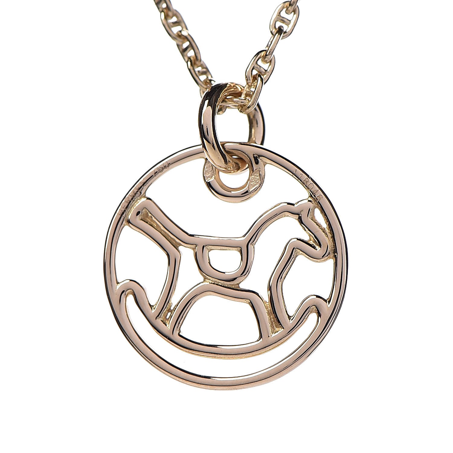Hermes 18K Yellow Gold Dada Baby Rocking Horse Pendant Necklace 4 of 6