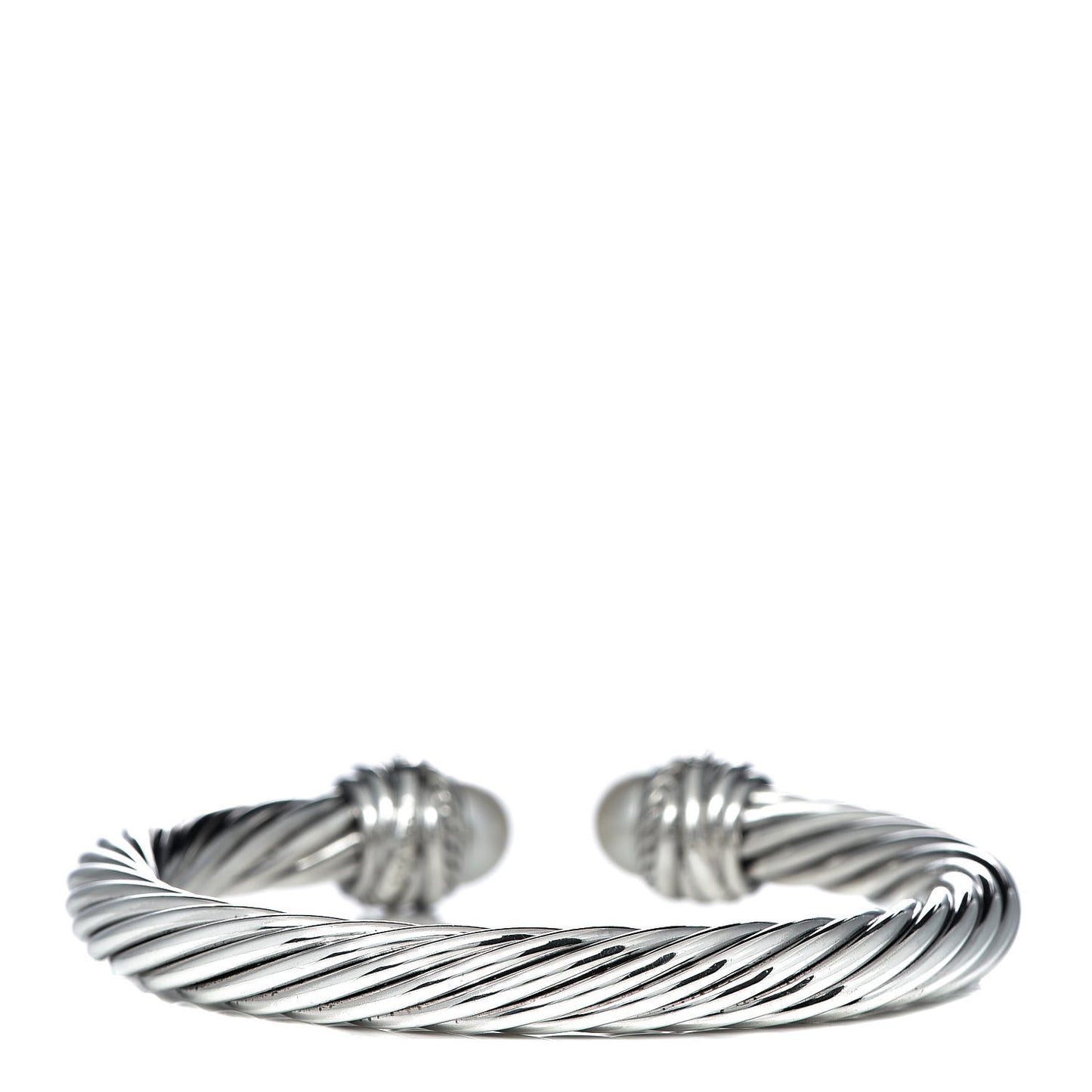 Sterling Silver Diamond Pearl 7mm Crossover Bracelet