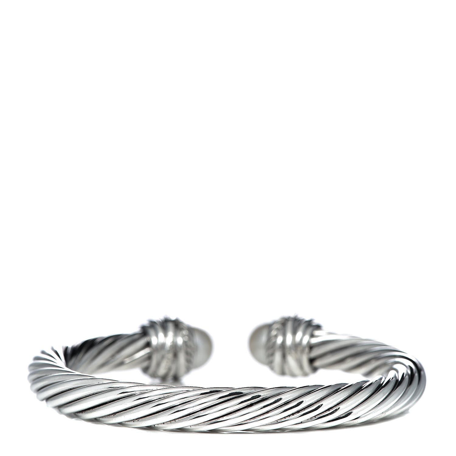 David Yurman Sterling Silver Diamond Pearl 7mm Crossover Bracelet 3 of 4