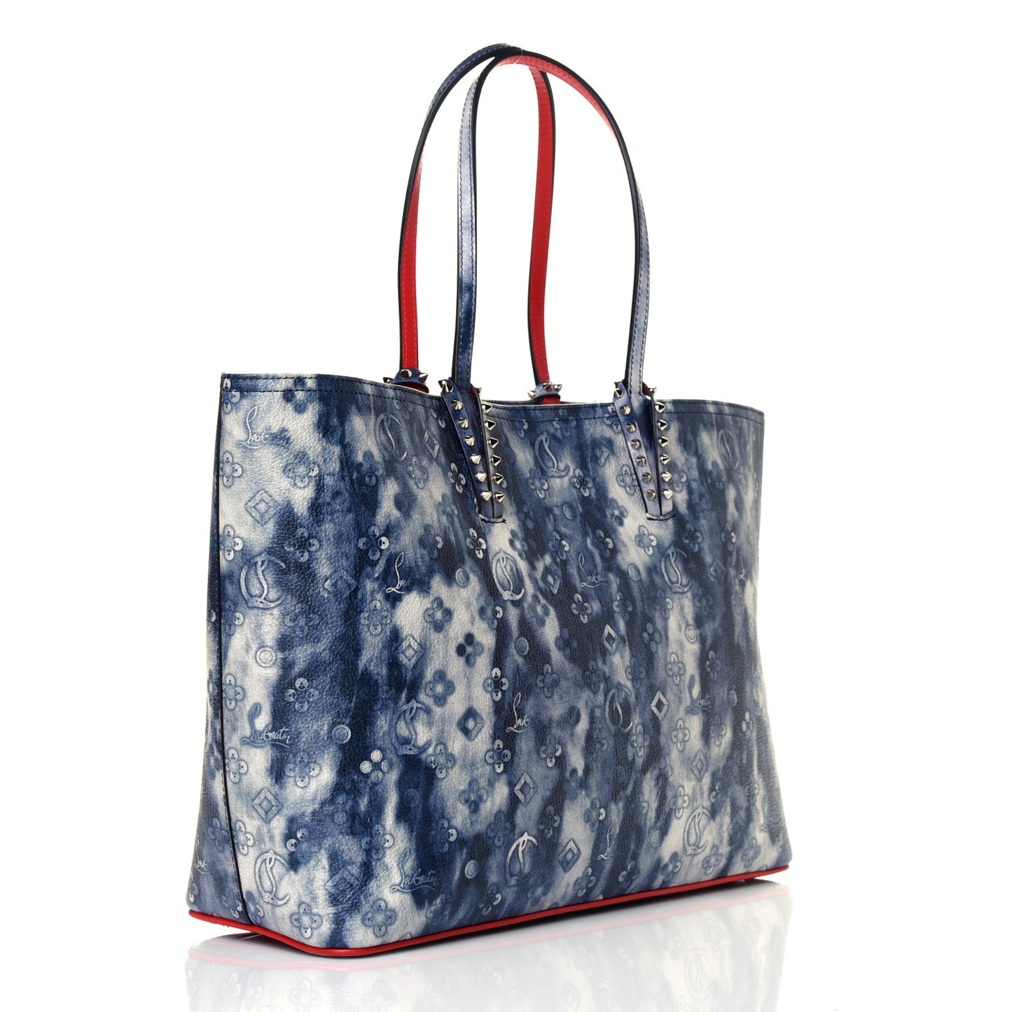 Metallic Calfskin Tie Dye Spikes East West Cabata Tote Multicolor
