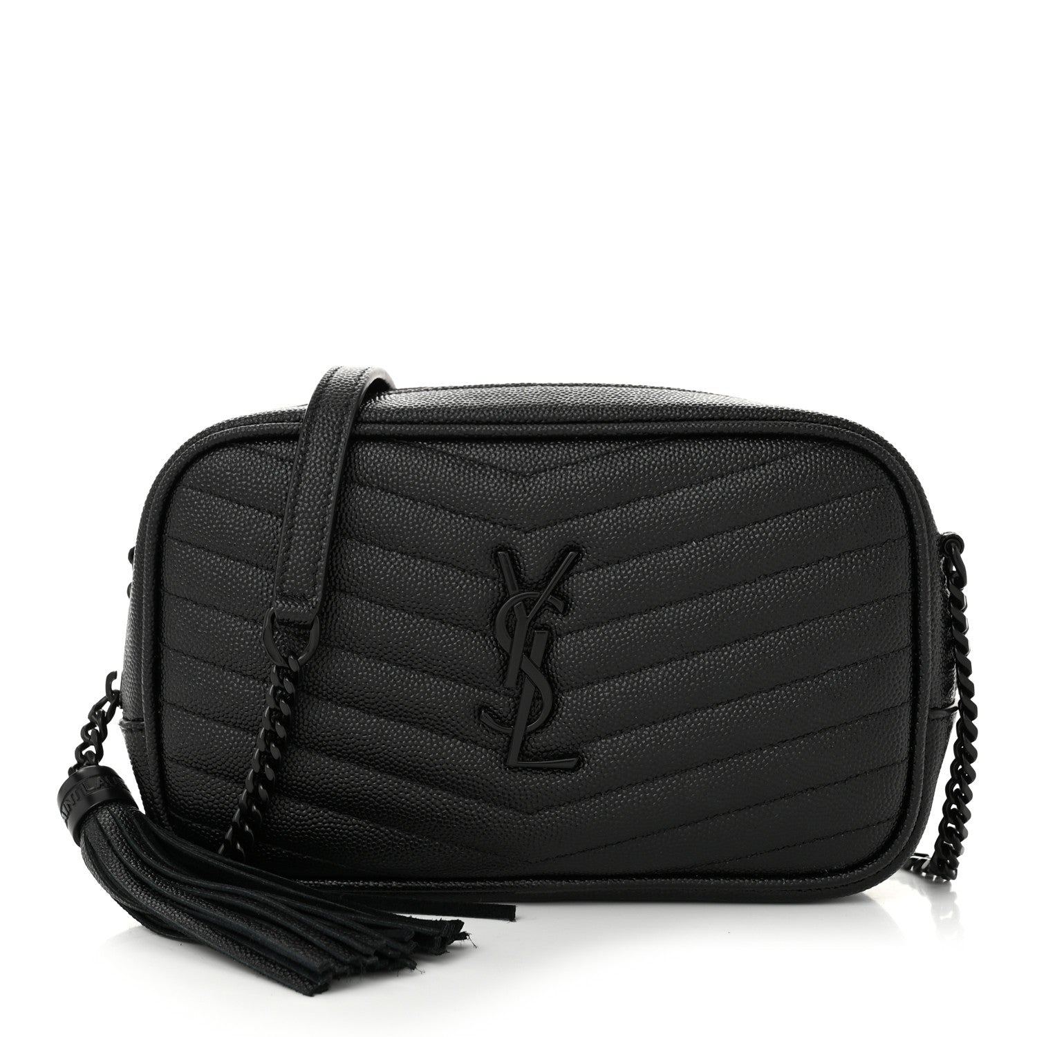 Saint Laurent Grain De Poudre Matelasse Monochrome Monogram Mini Lou Camera Bag Black 1 of 10