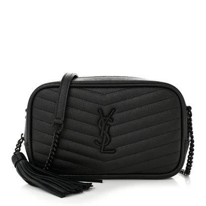Saint Laurent Grain De Poudre Matelasse Monochrome Monogram Mini Lou Camera Bag Black 1 of 10
