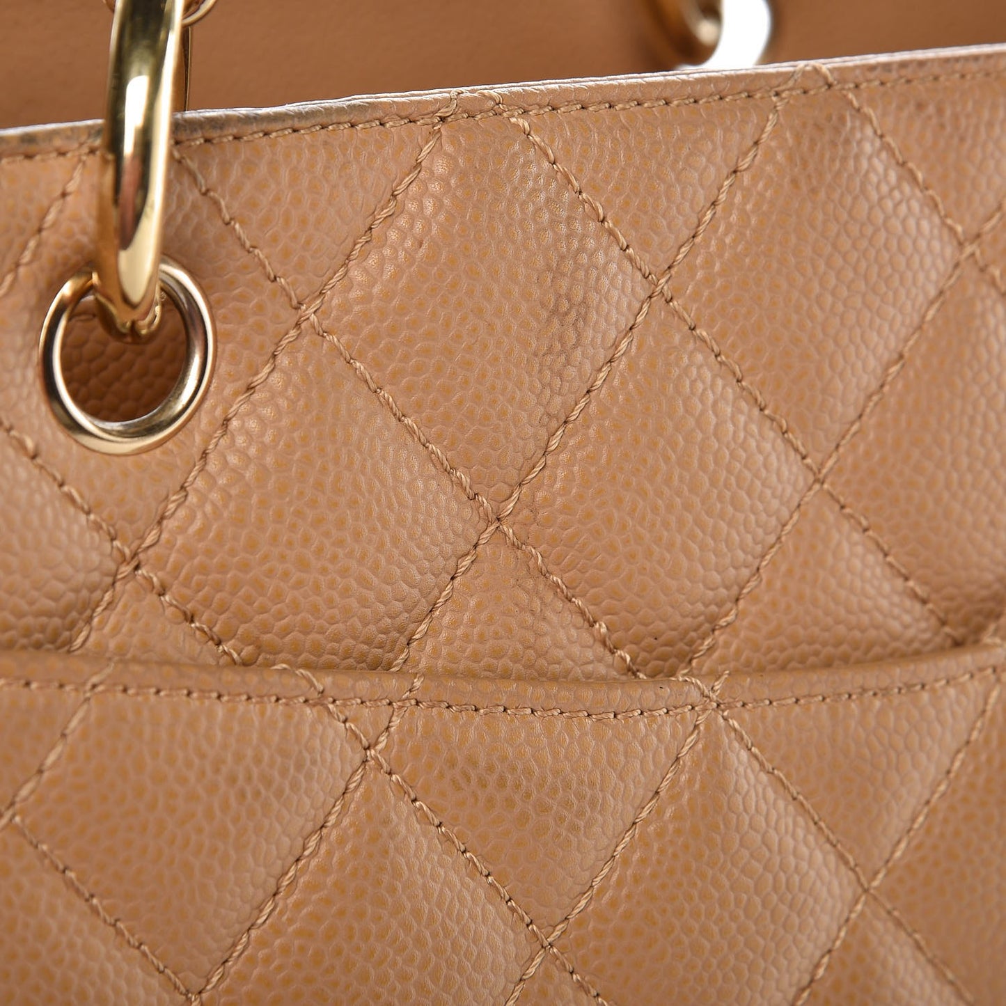 Caviar Quilted Grand Shopping Tote GST Beige