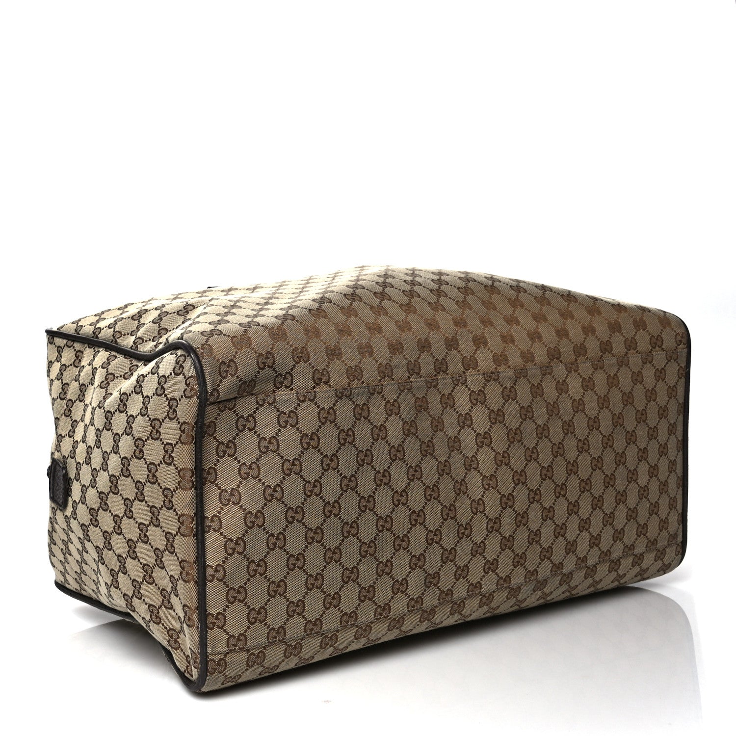 Gucci GG Monogram Web Large Collapsible Carry On Duffle Beige Brown 3 of 15