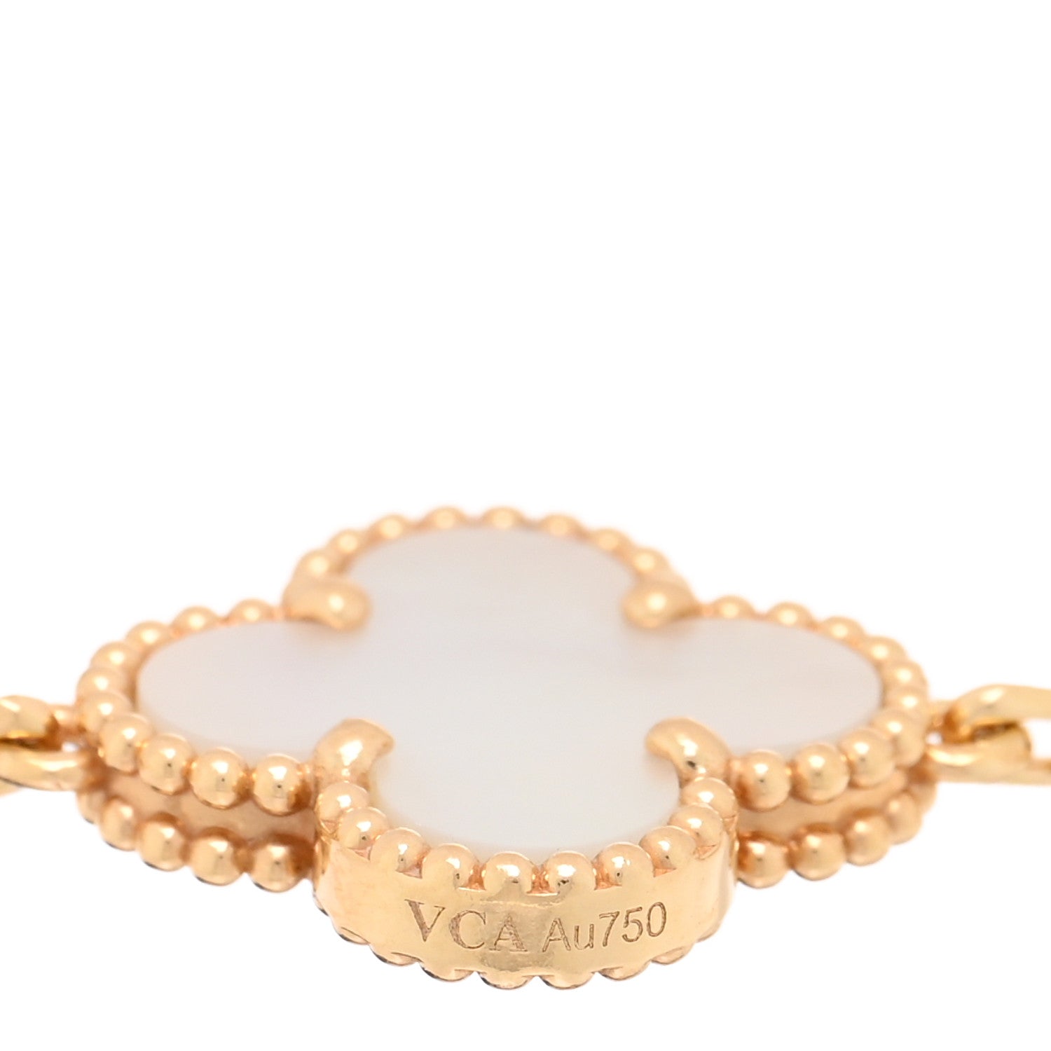 Van Cleef & Arpels 18K Yellow Gold Mother of Pearl 5 Motifs Vintage Alhambra Bracelet 3 of 4