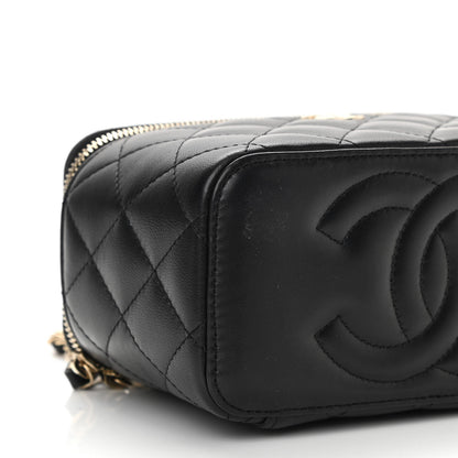 Chanel Lambskin Quilted Small Top Handle Vanity Case With Chain Black 10 of 13