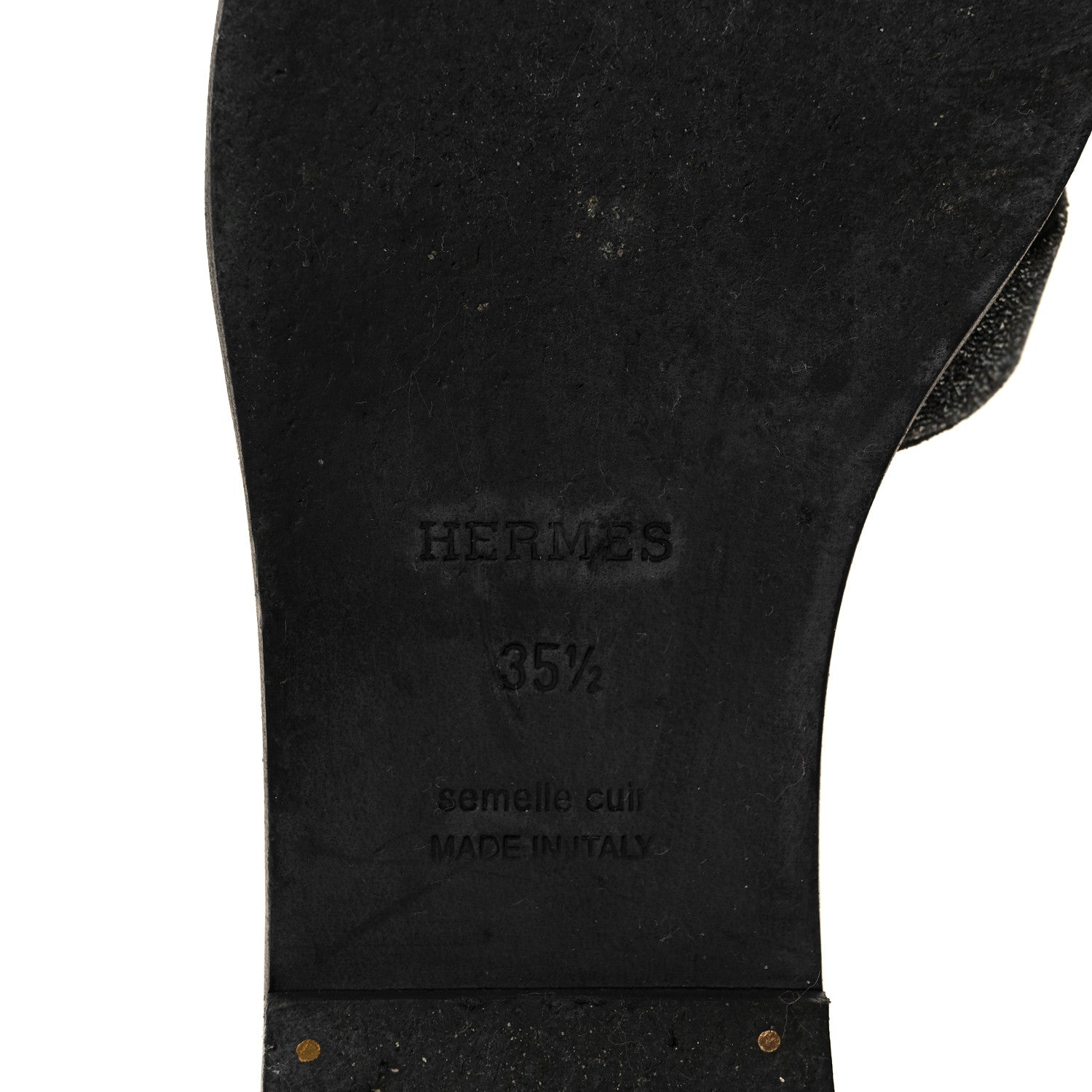 Hermes Suede Goatskin Crystal Powder Oran Sandals 35.5 Black 6 of 11