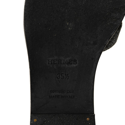 Hermes Suede Goatskin Crystal Powder Oran Sandals 35.5 Black 6 of 11
