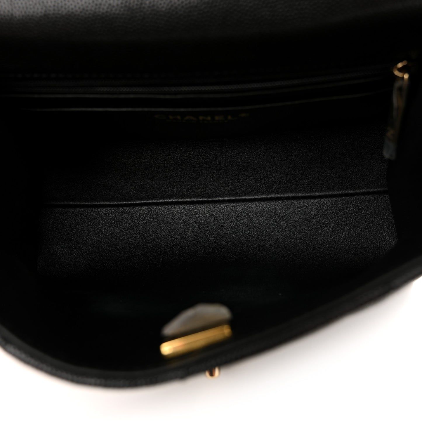 Caviar Quilted Mini Retro Twist Top Handle Flap Black