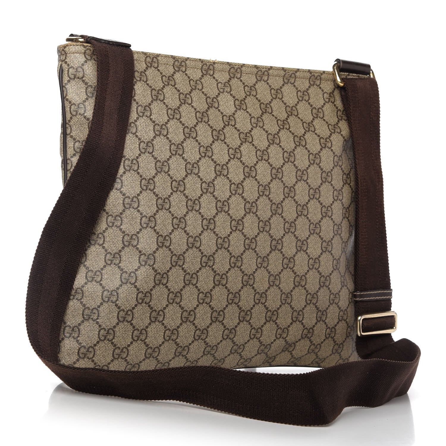 Gucci GG Supreme Monogram Medium Flat Messenger Bag Dark Brown 3 of 10