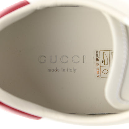 Gucci Calfskin Interlocking G Perforated Womens Ace Sneakers 37.5 White Hibiscus Red 8 of 11