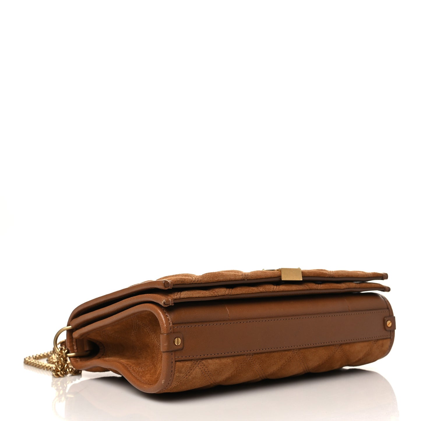 Suede Quilted Mini Becky Chain Bag Cinnamon