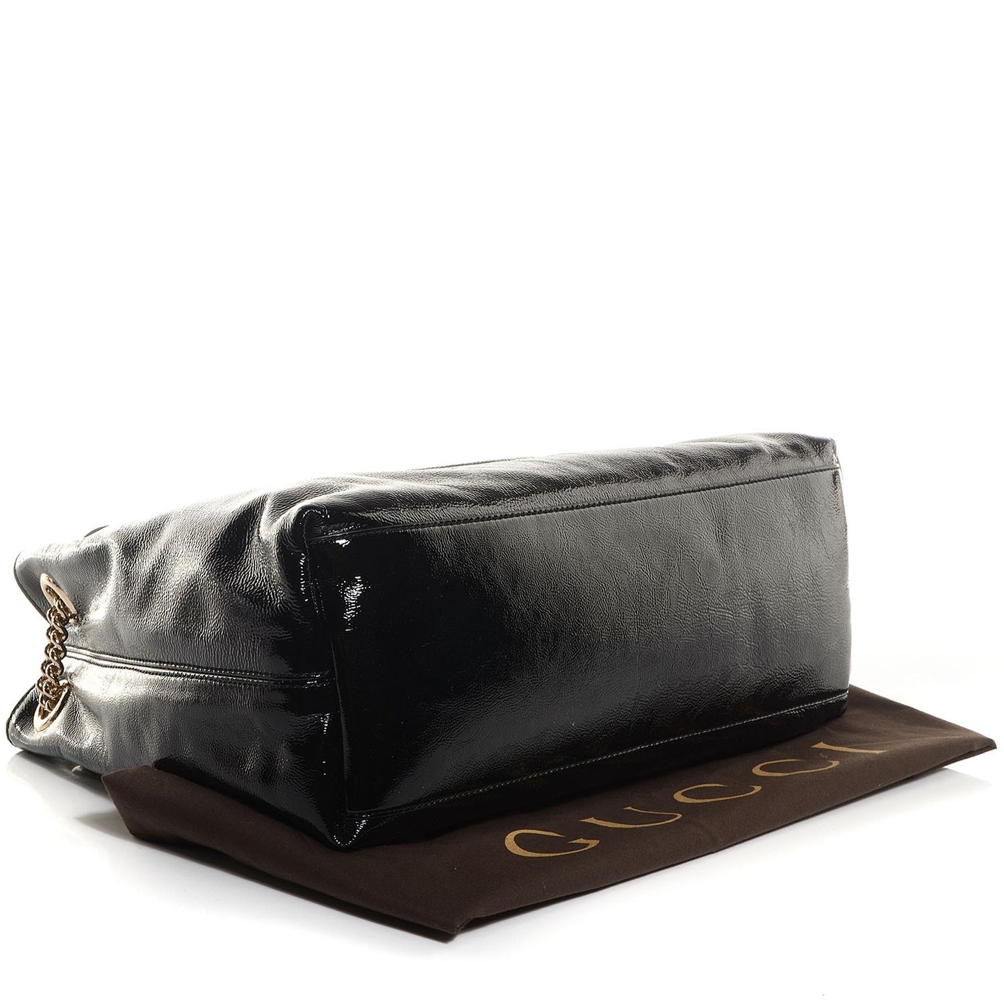 Patent Medium Soho Chain Shoulder Bag Black