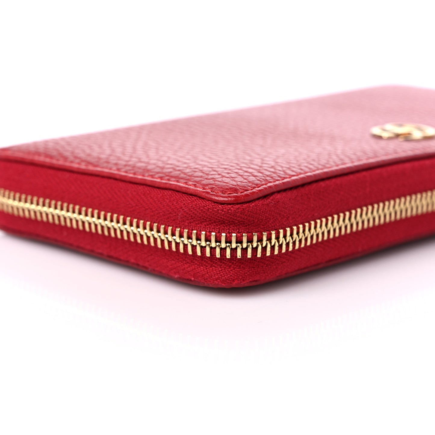 Calfskin GG Marmont Continental Zip Wallet Hibiscus Red