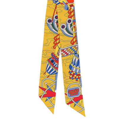 Hermes Silk Odyssey Twilly Jaune Vif Bleu Vert 3 of 4