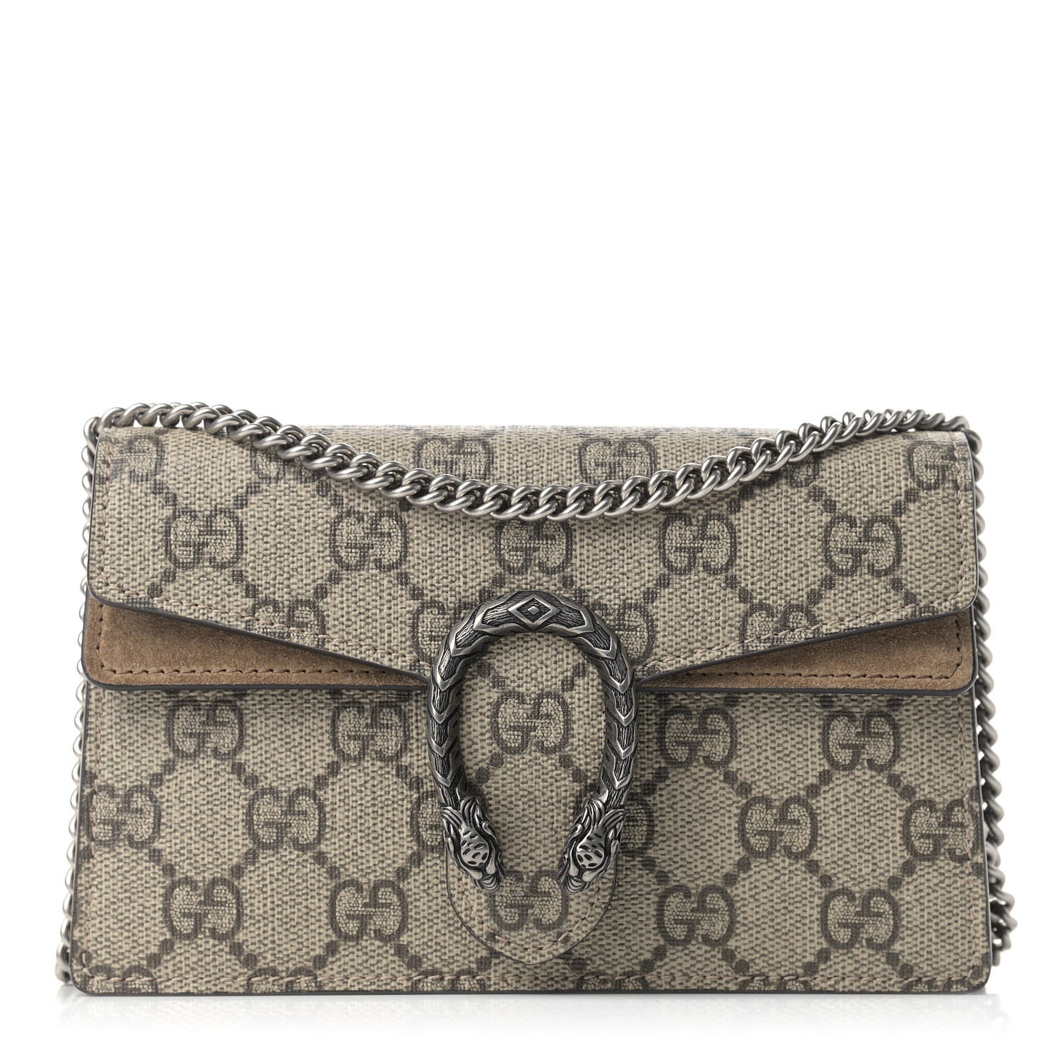 Gucci GG Supreme Monogram Super Mini Dionysus Shoulder Bag Taupe 1 of 9