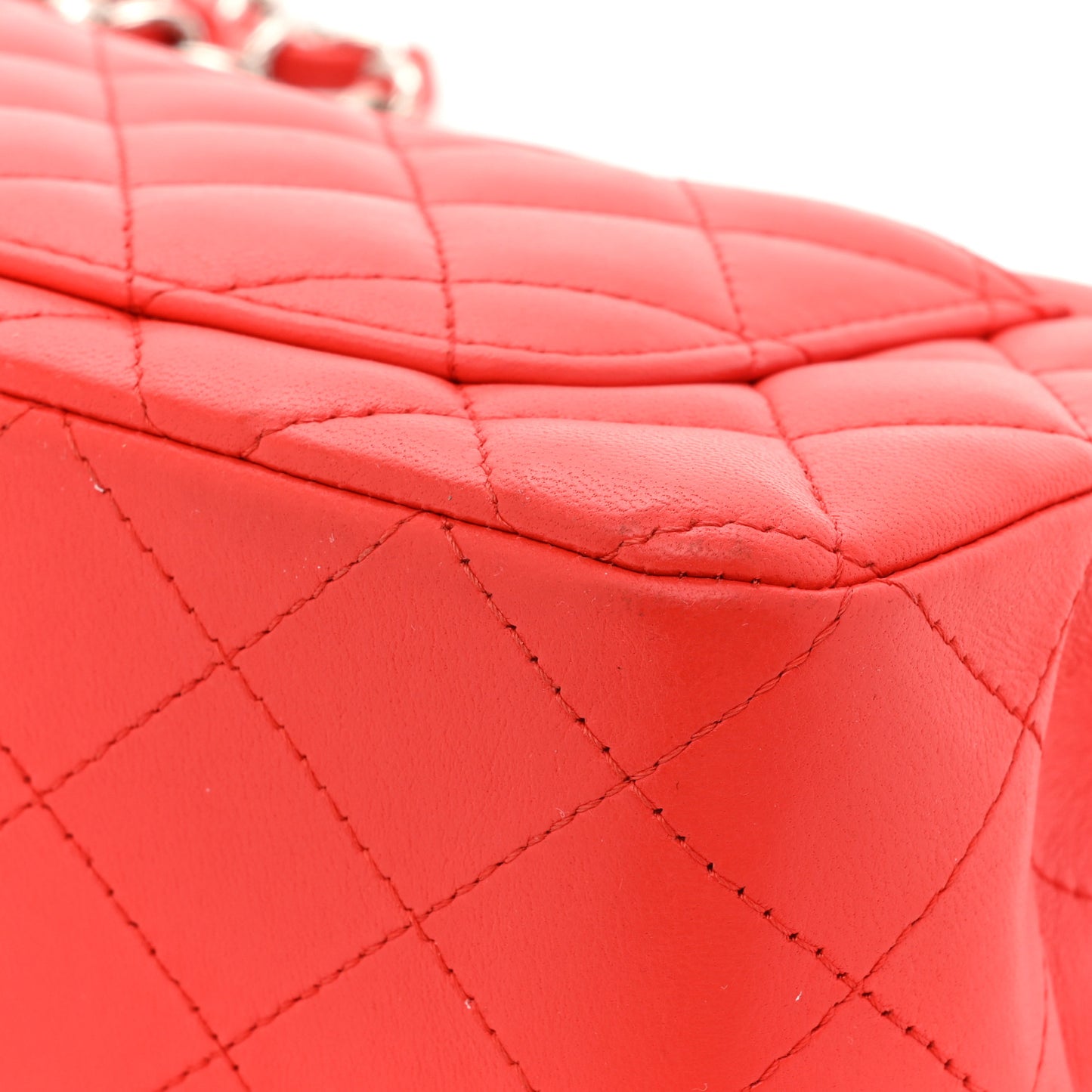 Lambskin Quilted Mini Rectangular Flap Red