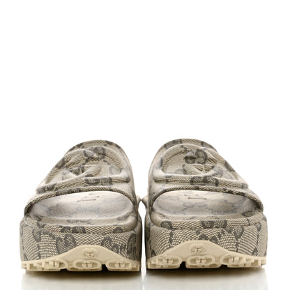 Gucci Cubic Rubber GG Monogram Womens Interlocking G Platform 42mm Slide Sandals 37 Beige Ebony 2 of 8