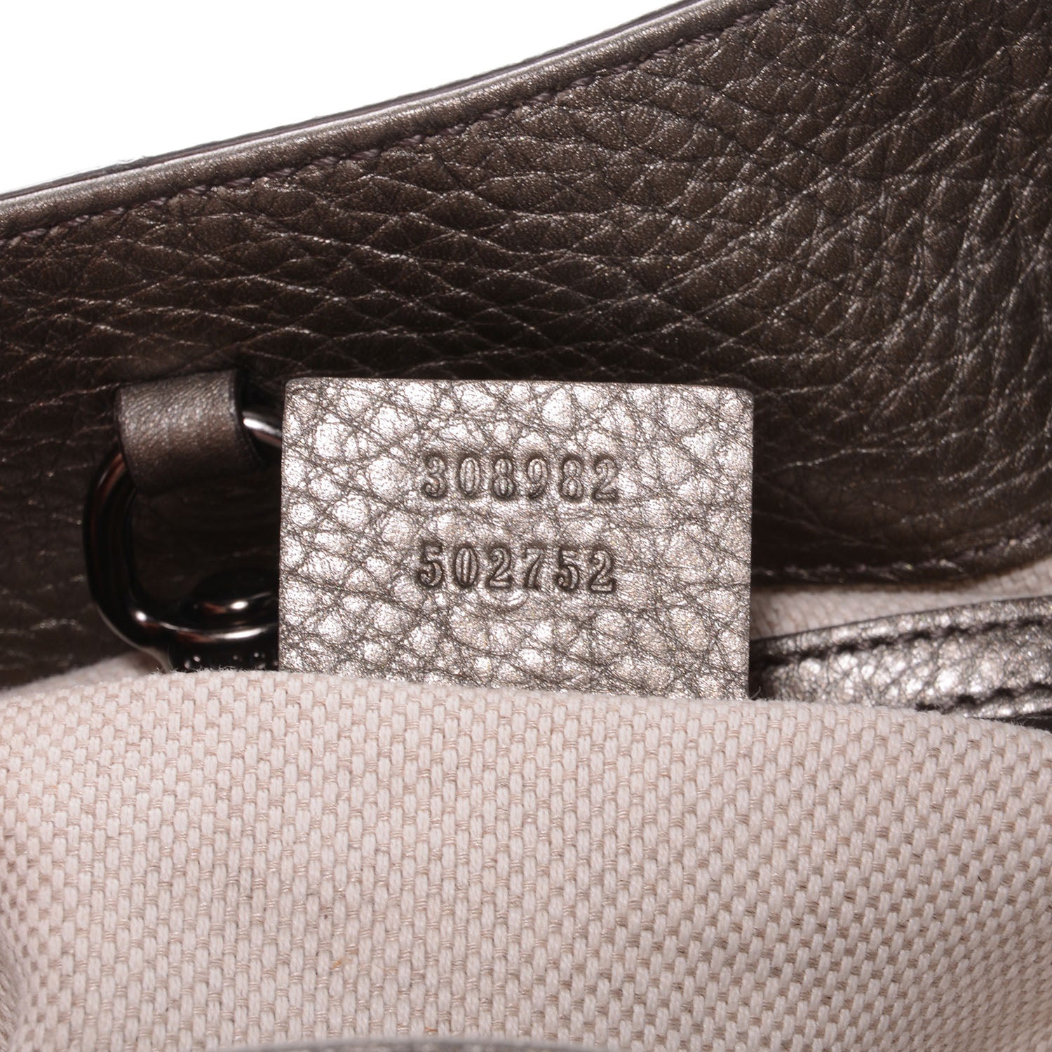 Gucci Metallic Pebbled Calfskin Medium Soho Chain Shoulder Bag Sasso 7 of 7