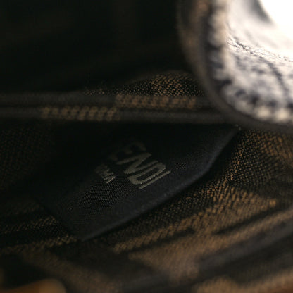 Fendi Wool Fabric Jacquard Cuoio Small Houndstooth FF 1974 Petite Peekaboo I SEE U Satchel Grey Black 6 of 8