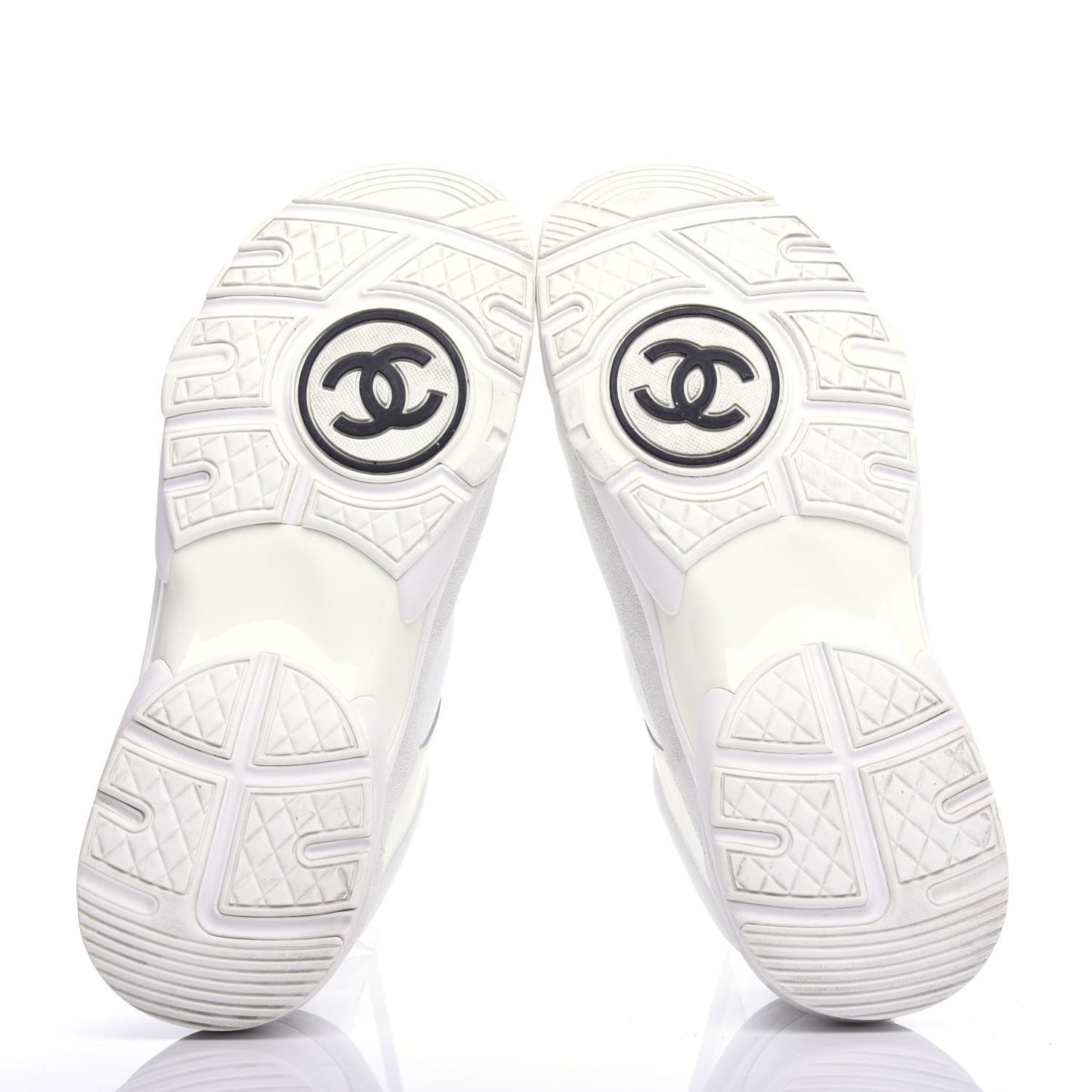 Suede Calfskin Fabric CC Sneakers 38.5 White