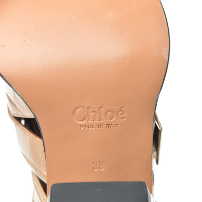 Chloe Calfskin Crocodile Embossed Rylee Boots 38 Nougat 6 of 7