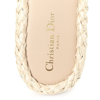 Christian Dior Raffia Embroidered Dway Mules Slide Sandals 38 Jute 7 of 9