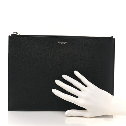 Saint Laurent Grain De Poudre Zipped Tablet Holder Black 2 of 9