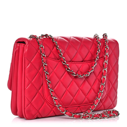Chanel Lambskin Quilted Jumbo Chanel 3 Flap Dark Pink 3 of 9