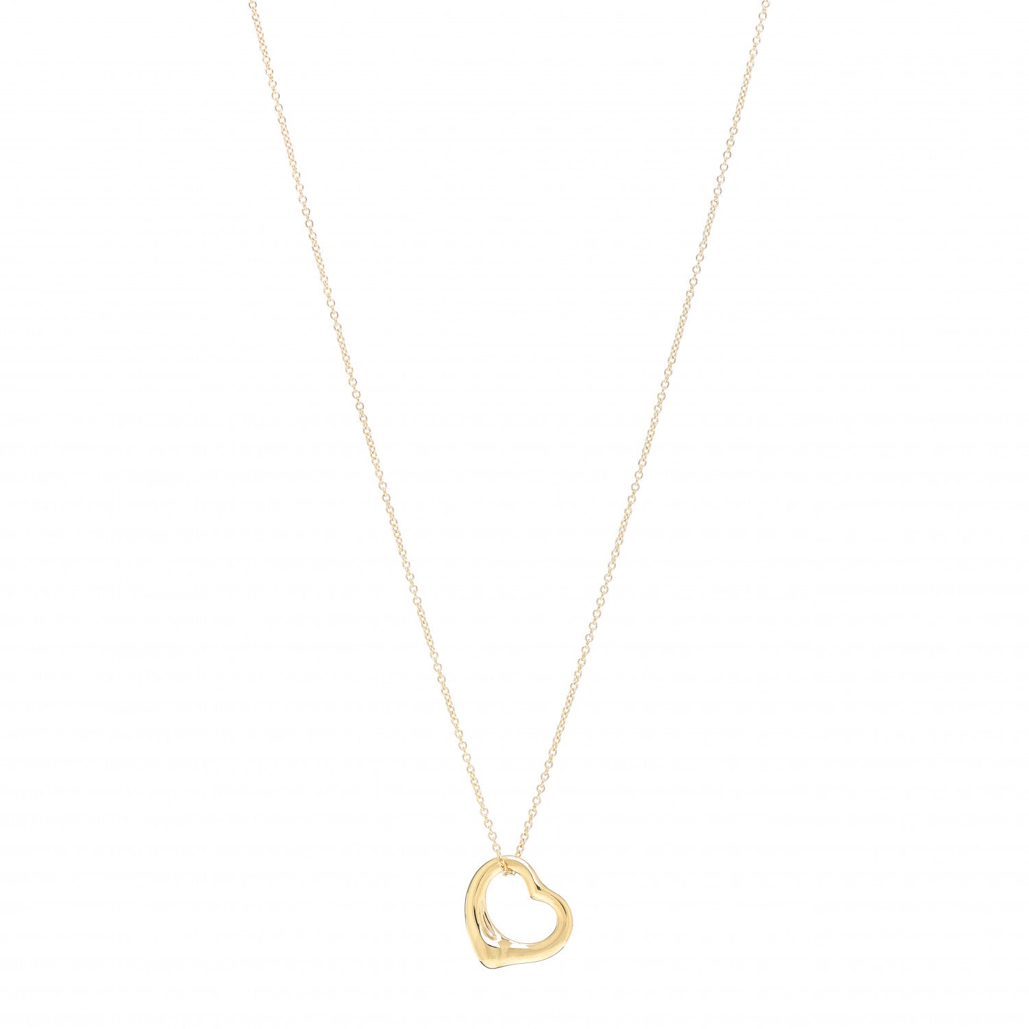 Tiffany 18K Yellow Gold 16mm Elsa Peretti Open Heart Pendant Necklace 1 of 4