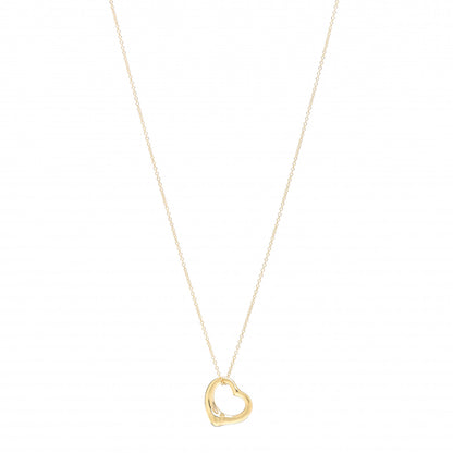 Tiffany 18K Yellow Gold 16mm Elsa Peretti Open Heart Pendant Necklace 1 of 4