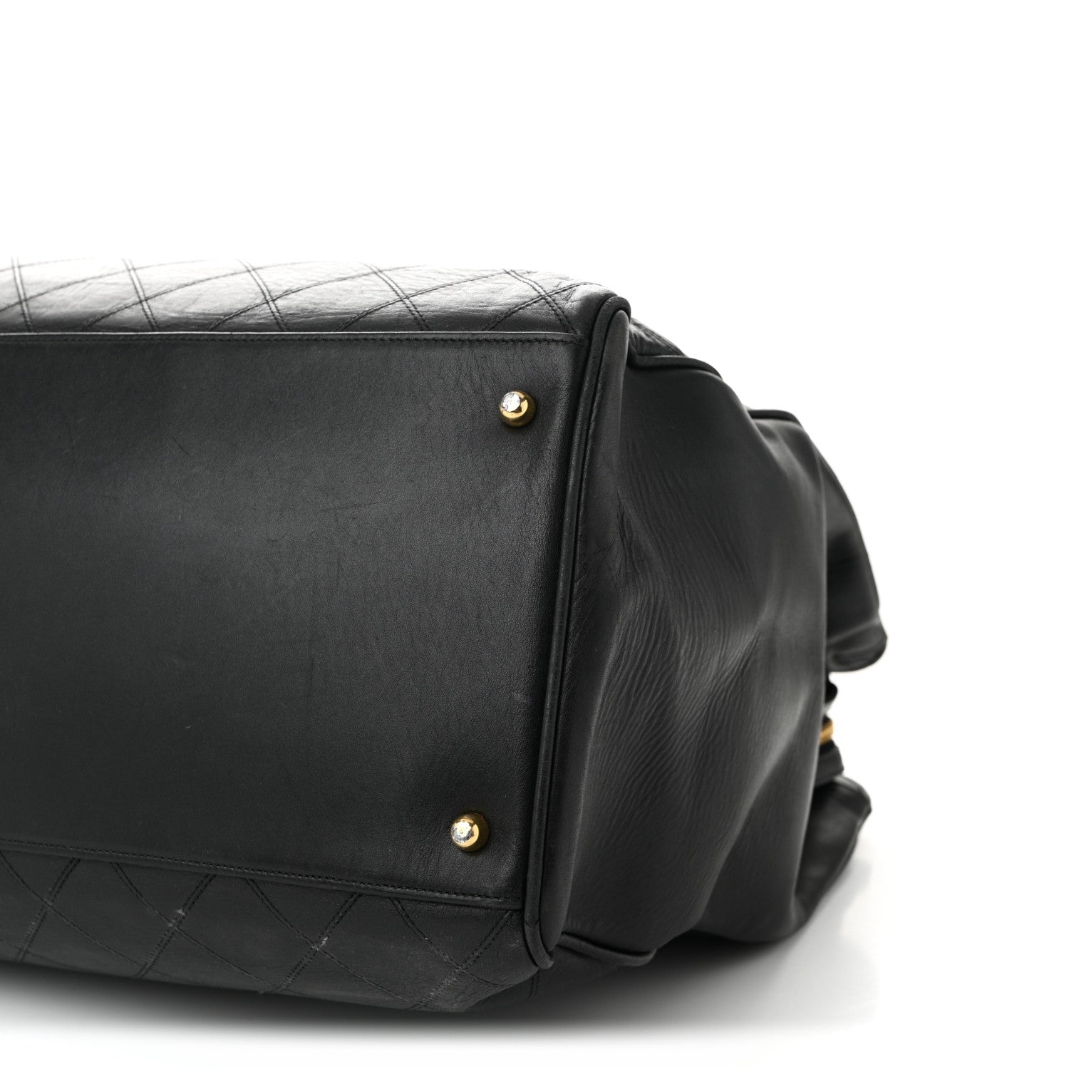 Chanel Calfskin Stitched XL Weekender Black 10 of 10