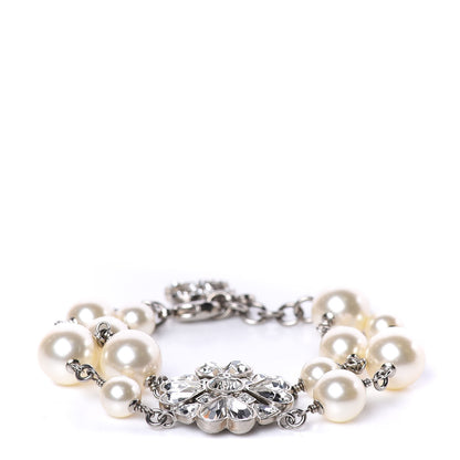 Chanel Pearl Crystal CC Bracelet Silver 1 of 5