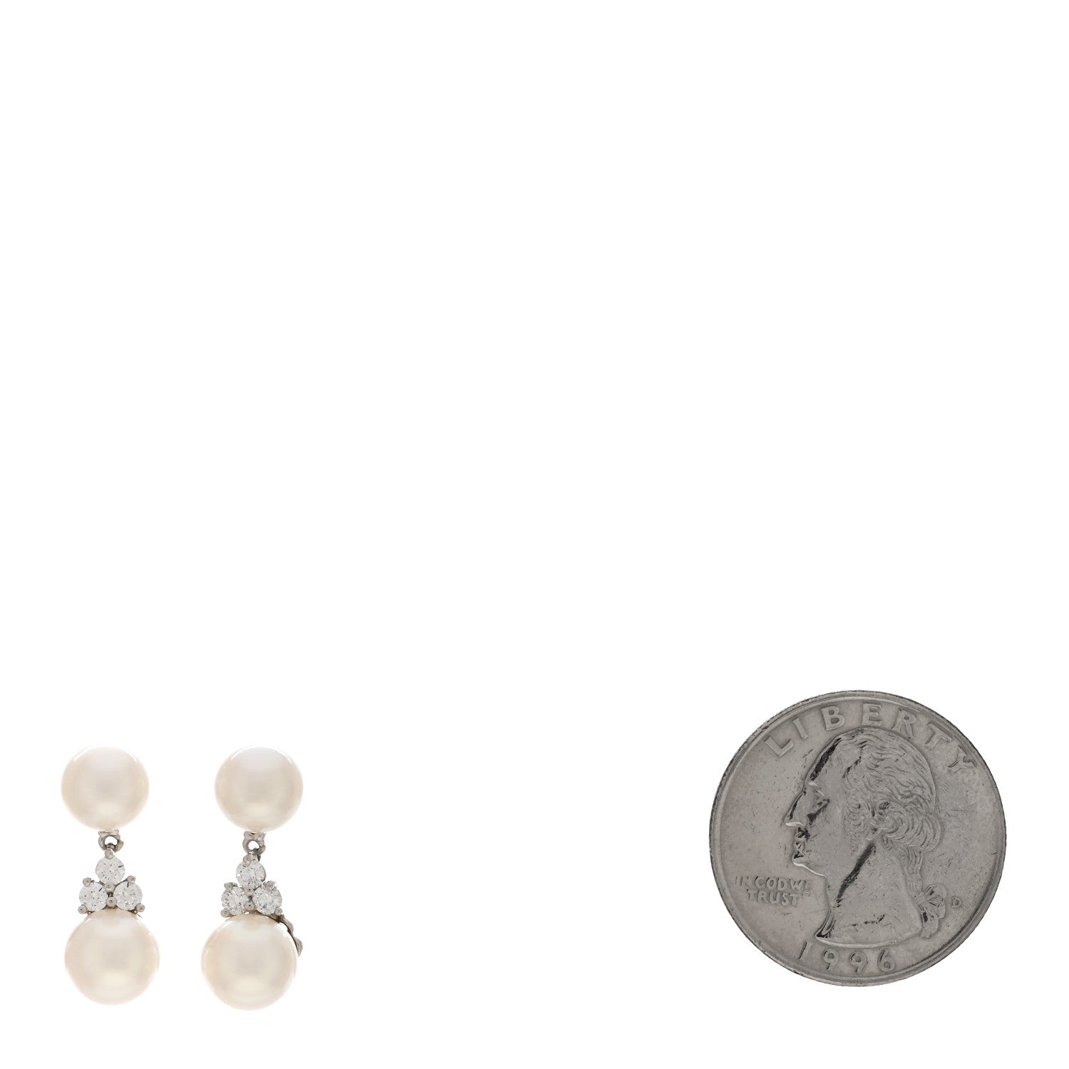 Tiffany Platinum Diamond Akoya Pearl 7-8mm Aria Drop Earrings 2 of 5
