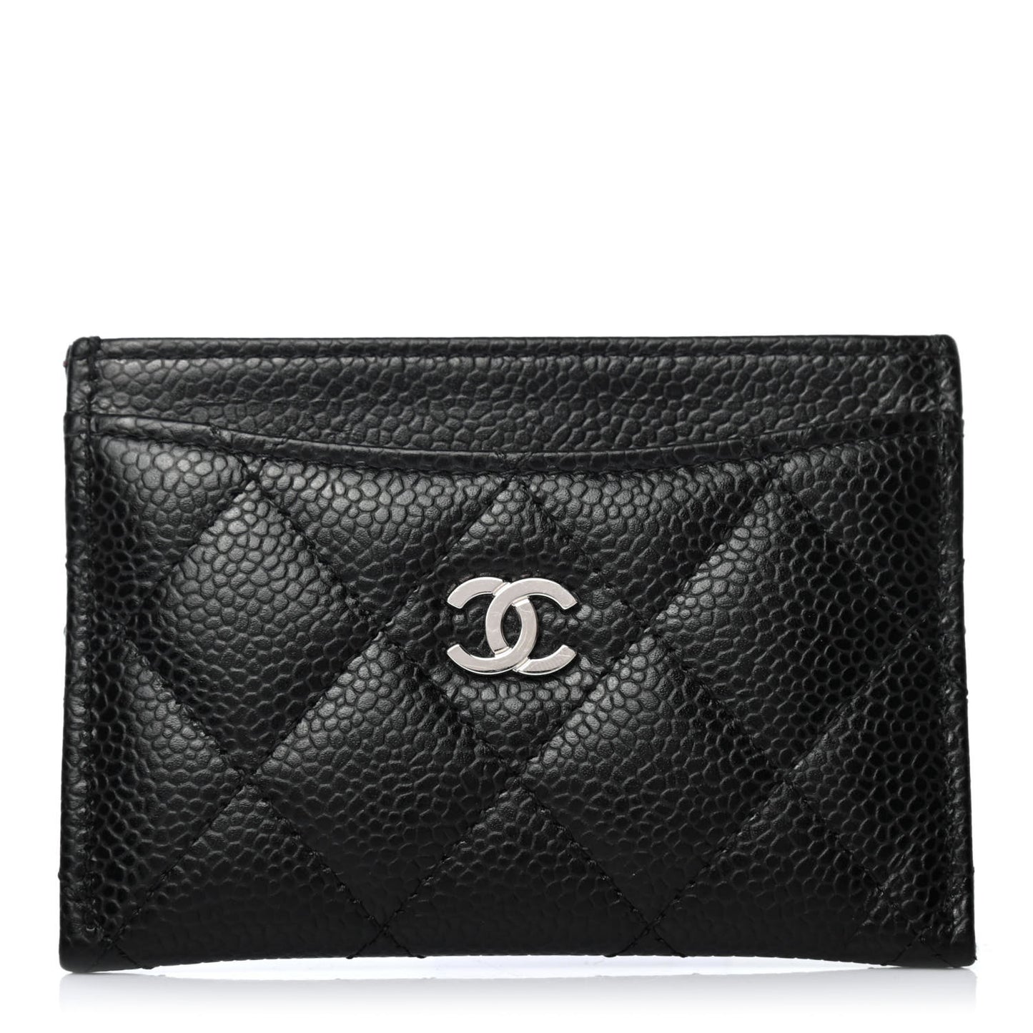 Caviar Quilted Card Holder Black