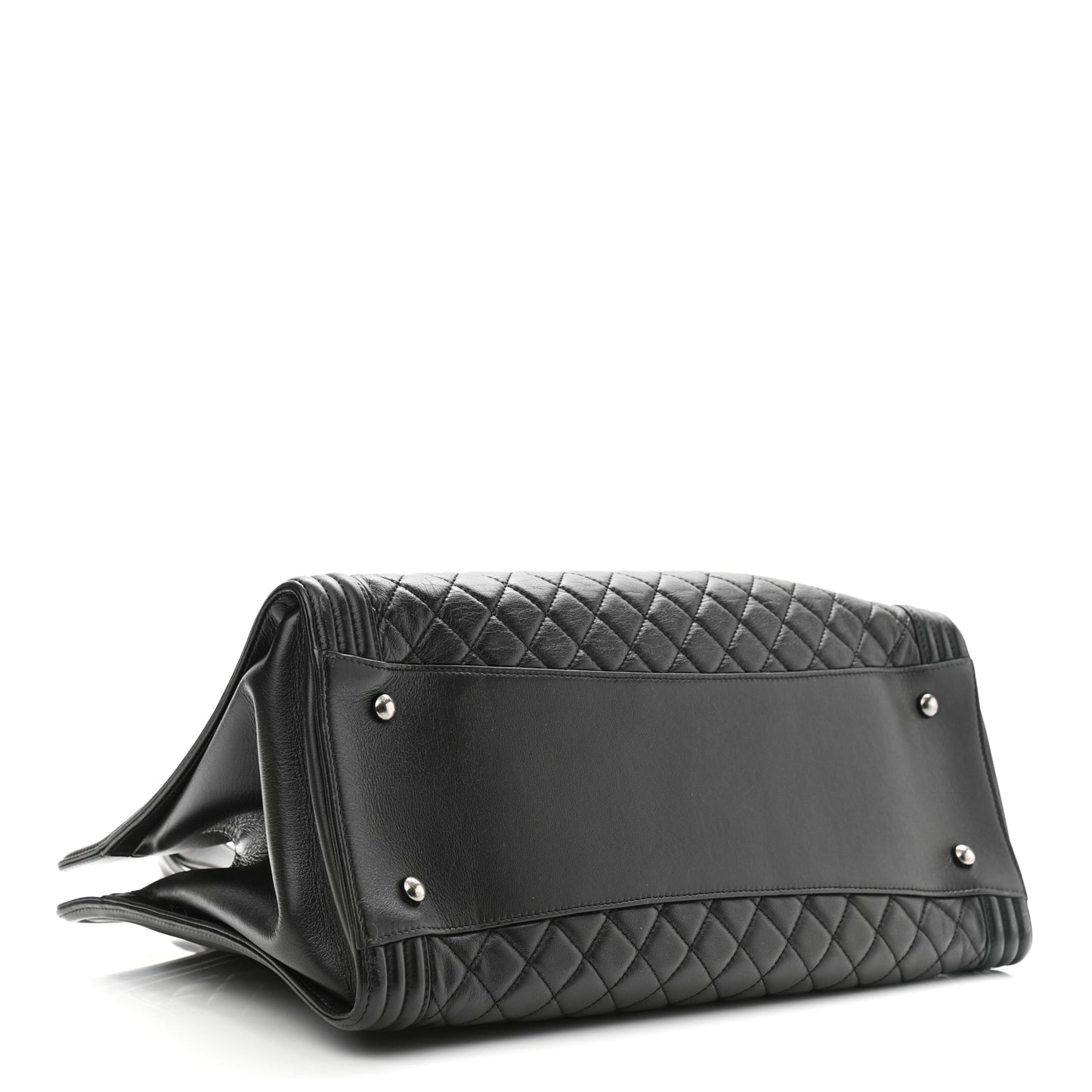 Calfskin Quilted Boy Shopping Tote Black