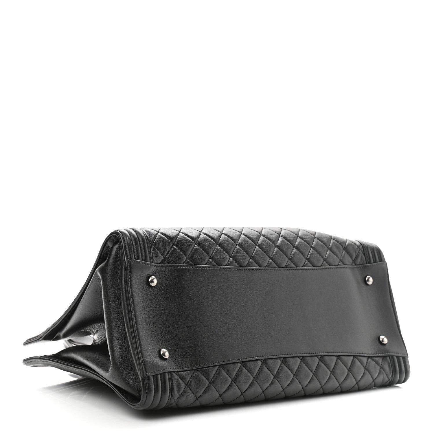 Chanel Calfskin Quilted Boy Shopping Tote Black 4 of 11