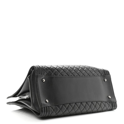 Chanel Calfskin Quilted Boy Shopping Tote Black 4 of 11