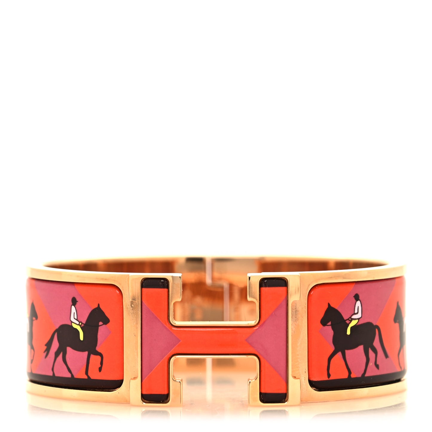 Enamel Les Allures Wide Clic H Bracelet PM Scarlet