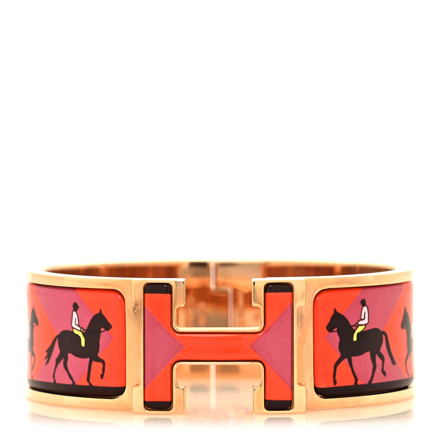 Hermes Enamel Les Allures Wide Clic H Bracelet PM Scarlet 1 of 5